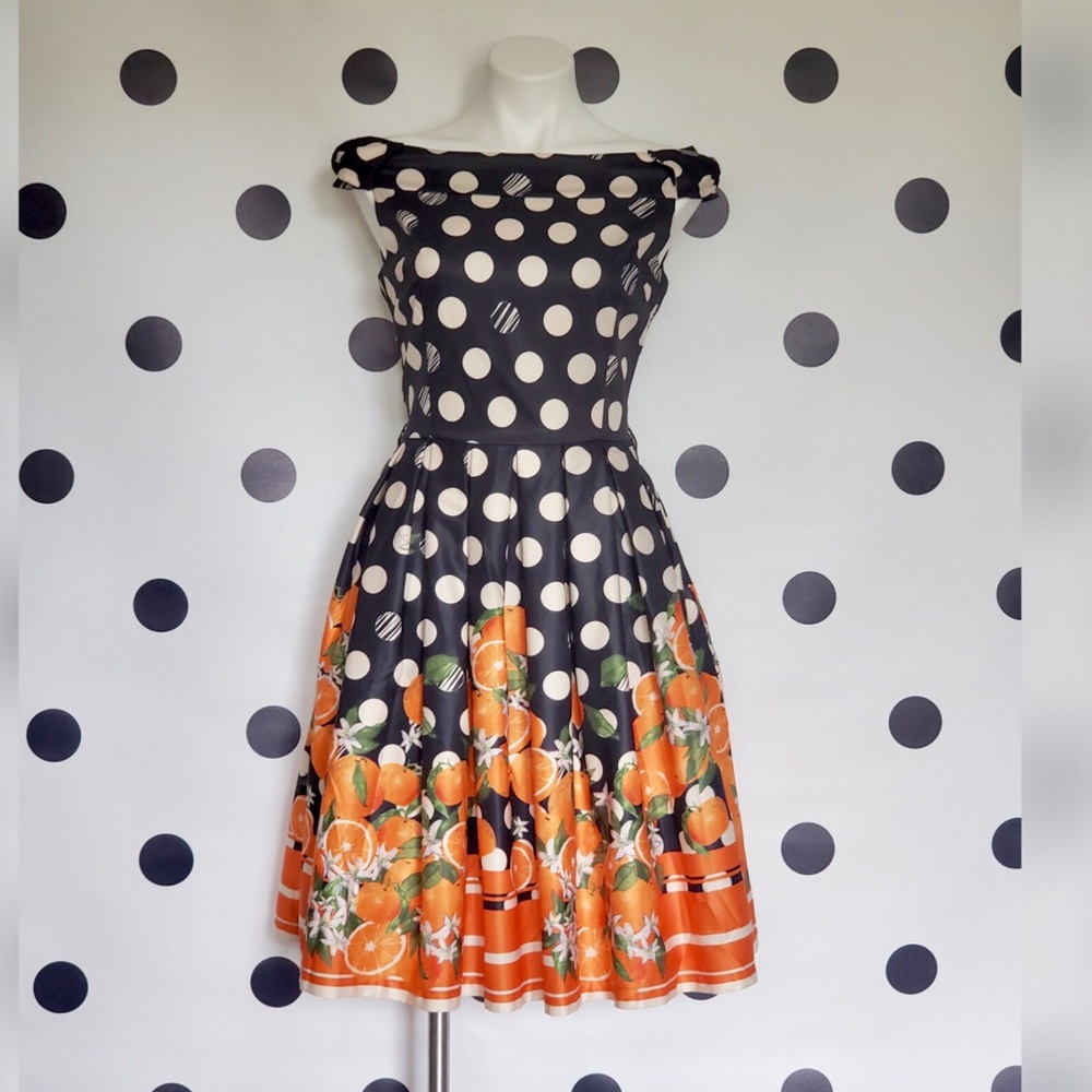 Lindy Bop Orange Polka Dot Swing “Christie” Dress